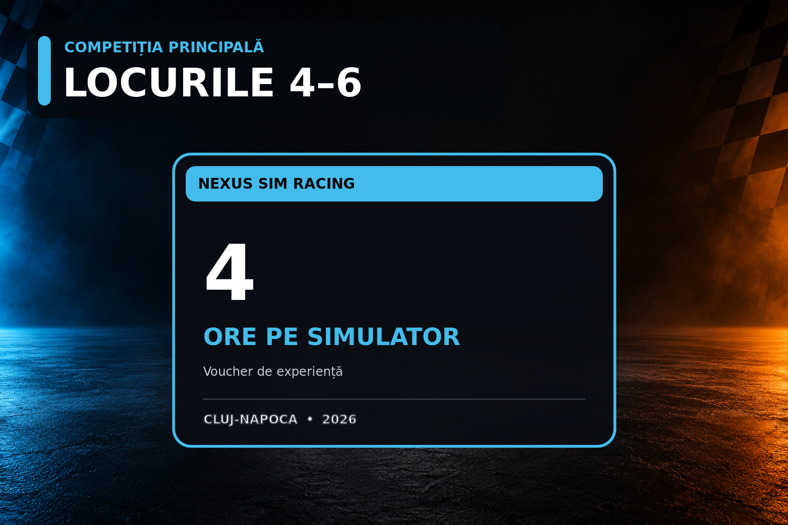 Voucher Nexus SIM Racing de patru ore pentru locurile patru până la șase.